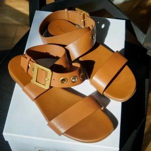 Dior D-Dior Camel Calfskin Leather Sandals 37